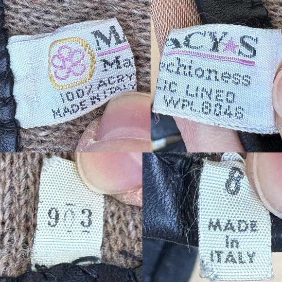 Macy’s Women’s Vintage made in Italy Lined Black Leather Gloves In Sz 8 - Picture 3 of 12